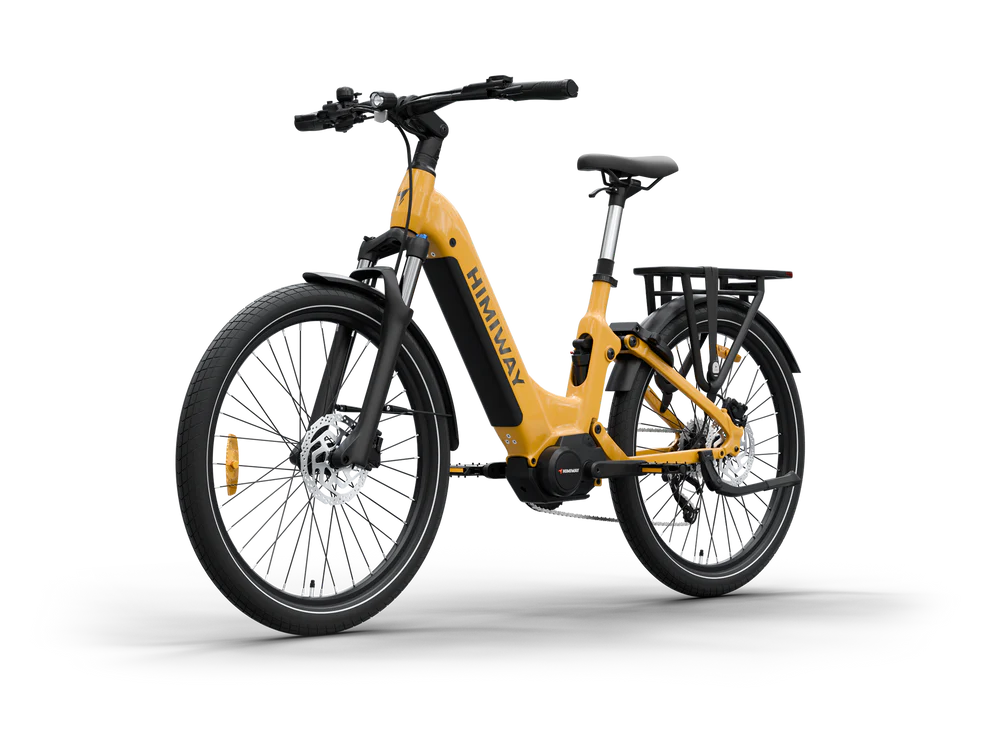 Himiway A7 Pro eBike in dark orange, side view, showcasing frame, wheels, and battery