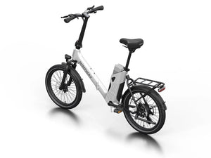 White HIMIWAY B3 foldable electric commuter bike, side view, against a plain background