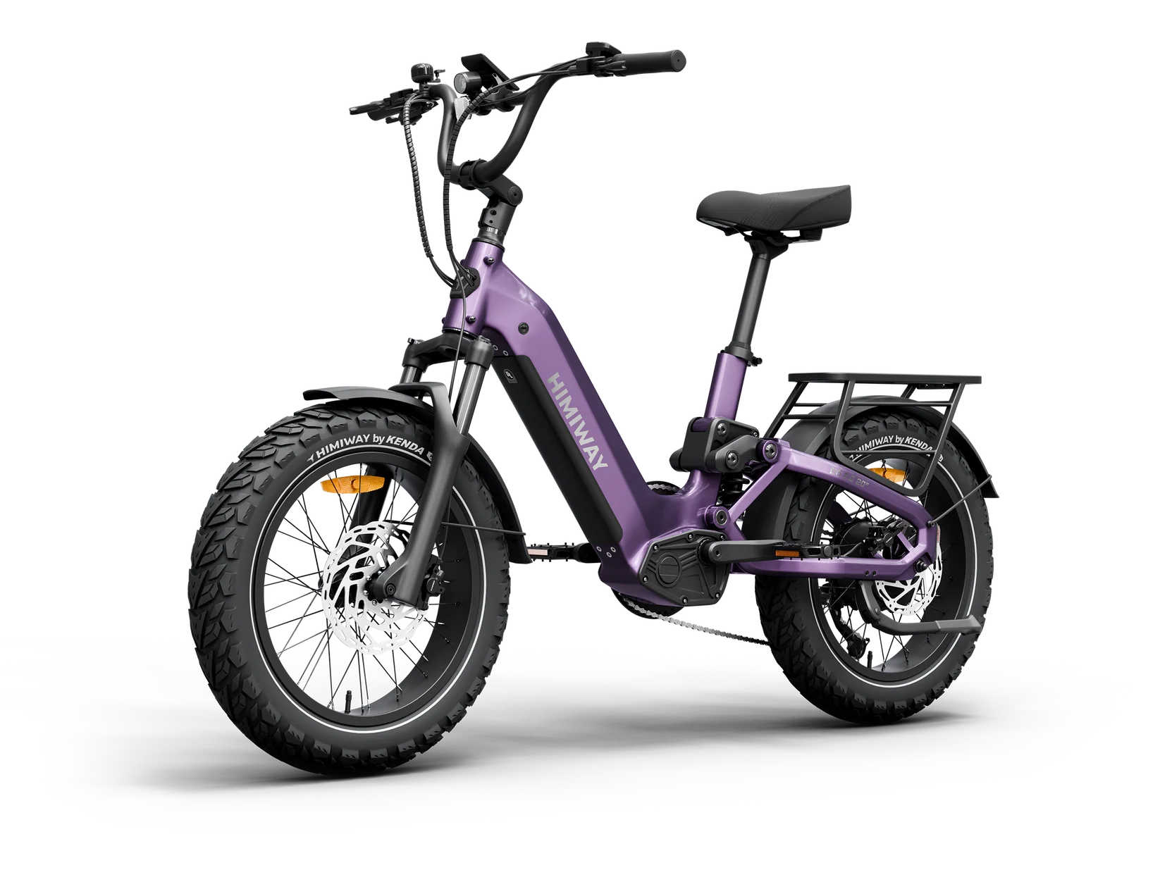 Side view of the Himiway D5 2.0 eBike in Nebula Mist color, showcasing its 20-inch wheels, step-through frame, and battery placement.