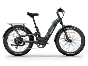 Himiway D5 2.0 electric bike in camouflage color, side view, displayed on a white background.
