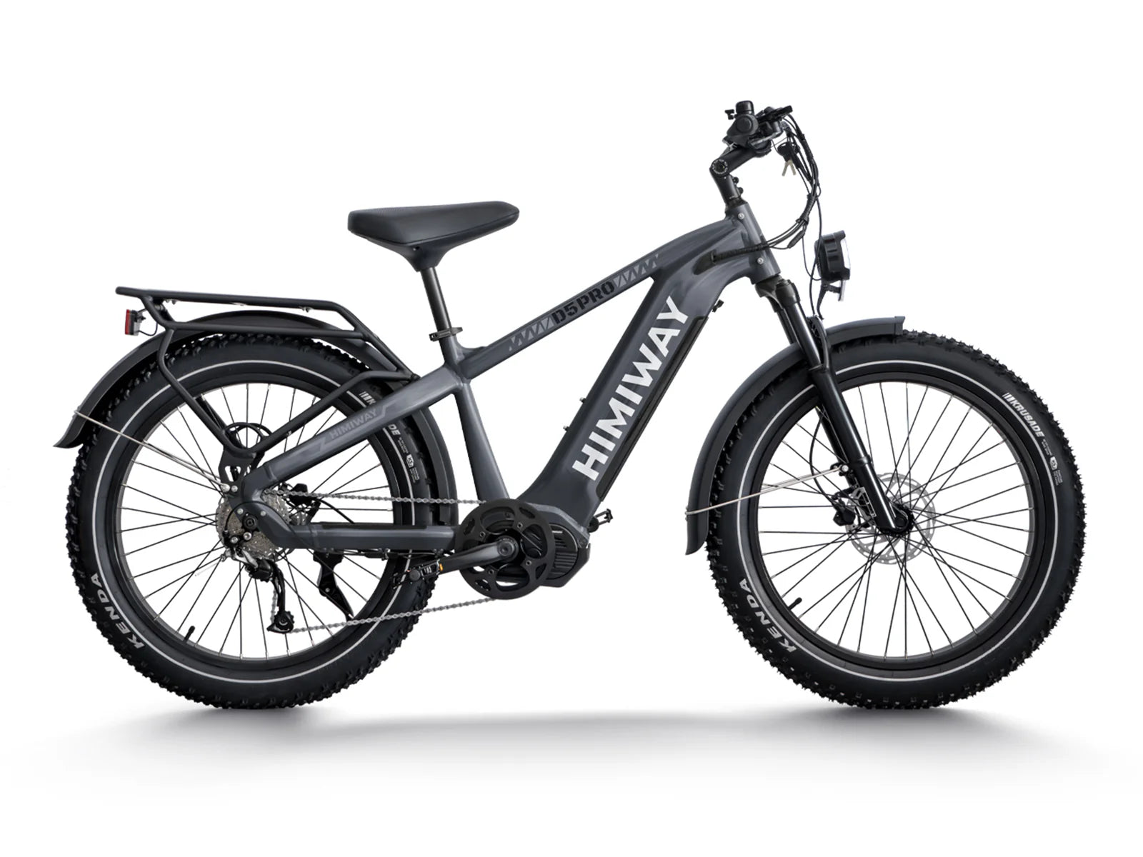 Himiway D5 Pro Step Over eBike in Space Grey, side view, isolated on white background