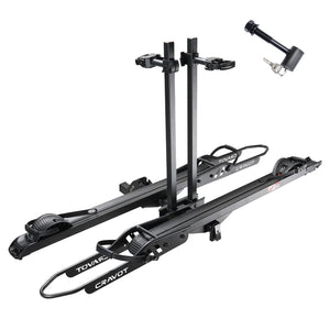 Product image of the Cravot CyberRack R2 eBike hitch rack with integrated ramp accessory, shown mounted on a vehicle.