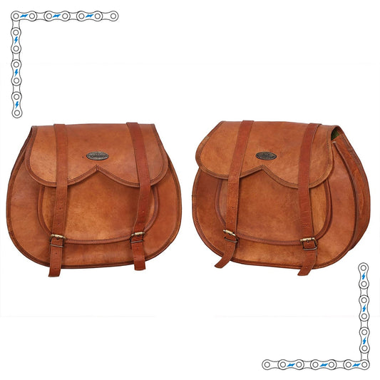 eBike Honey Leather Rounded Saddle Bags for ebike