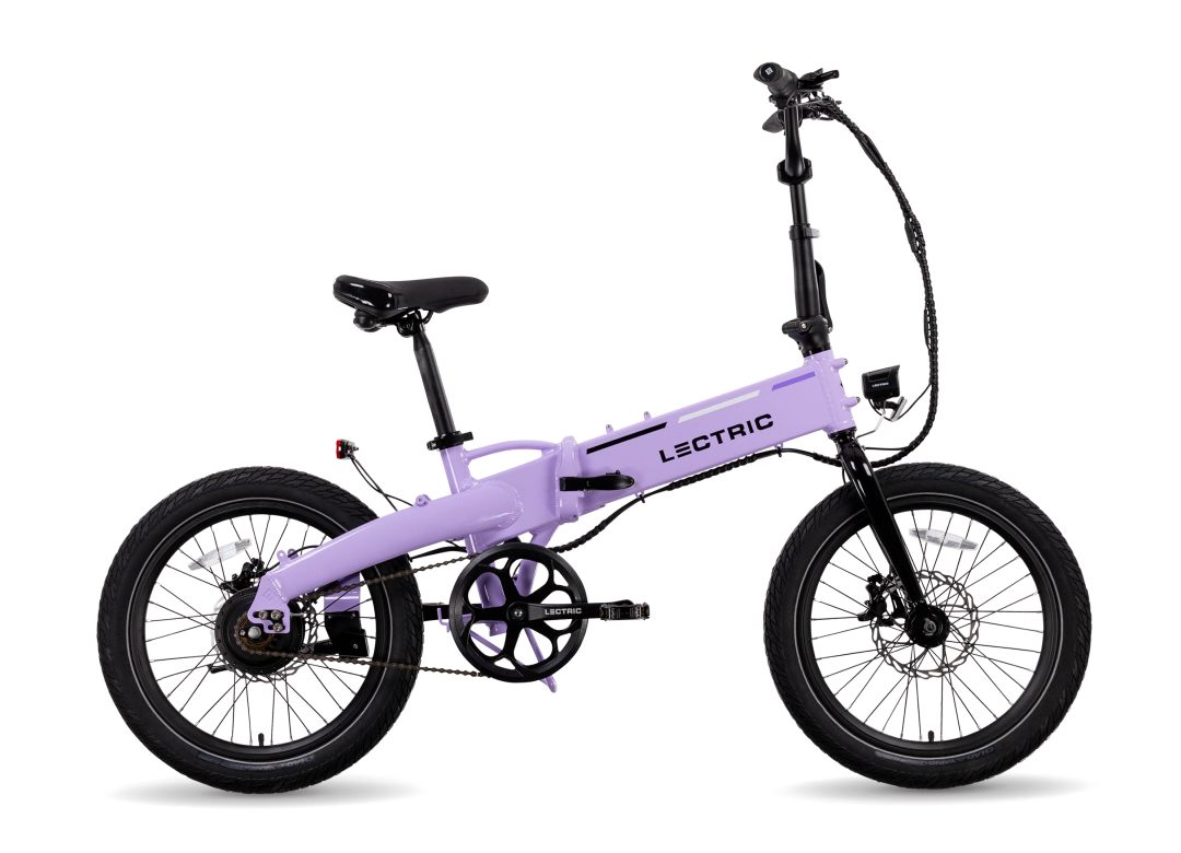 Lectric XP Lite 2 electric bike in Lavender Haze color, side view, isolated on white background