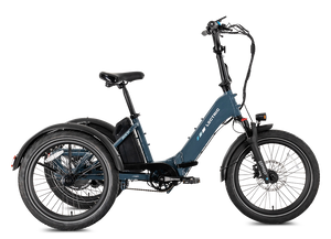 Lectric XP Trike2 electric tricycle in Dusk Blue, right side view
