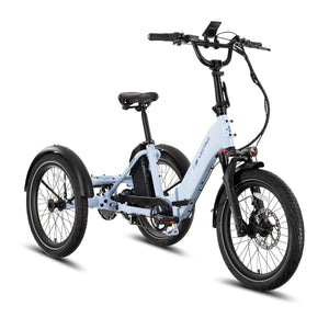Lectric XP Trike2 electric tricycle in Glacier Blue, front three-quarter view