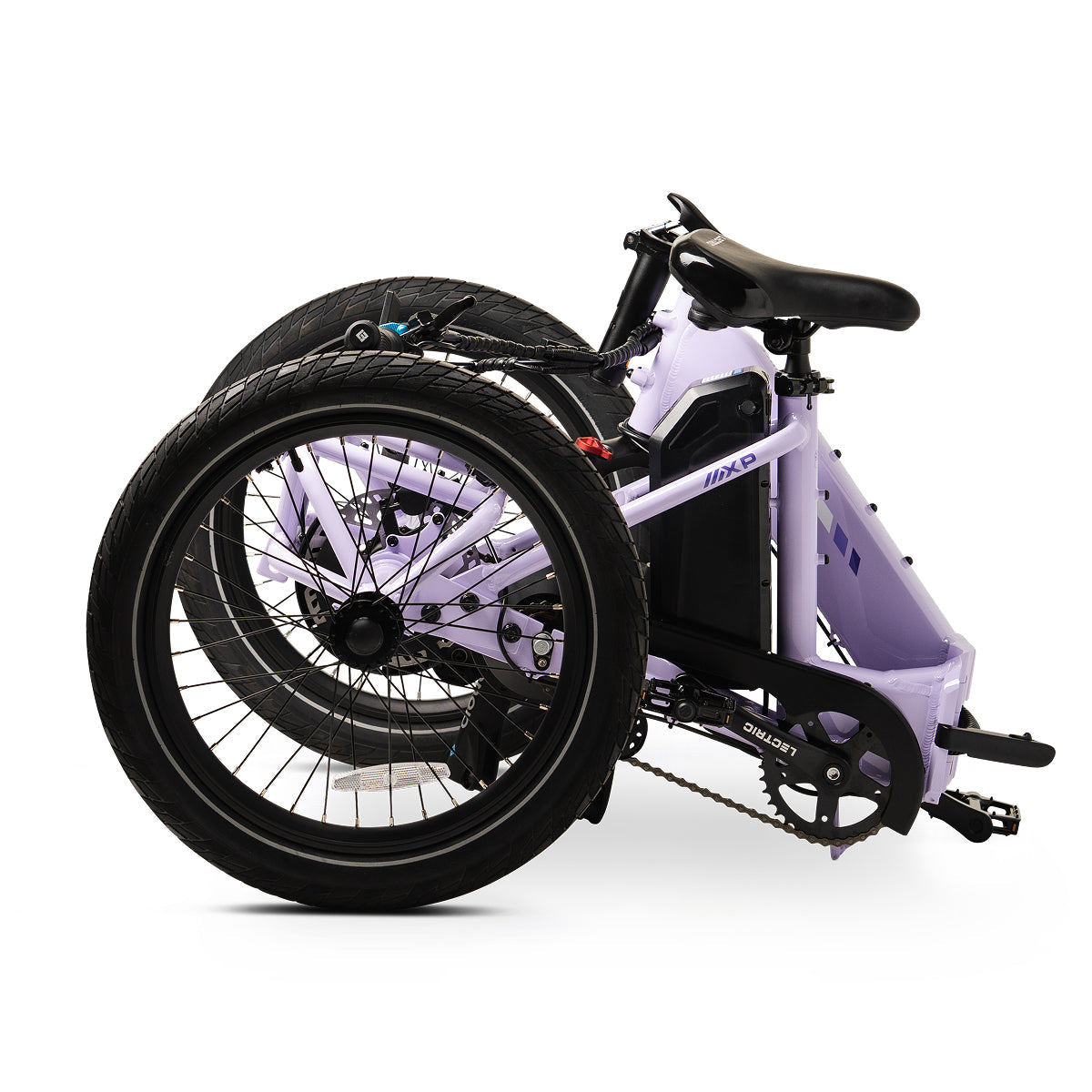 Lectric XP Trike2 electric tricycle in Lavender Haze, folded