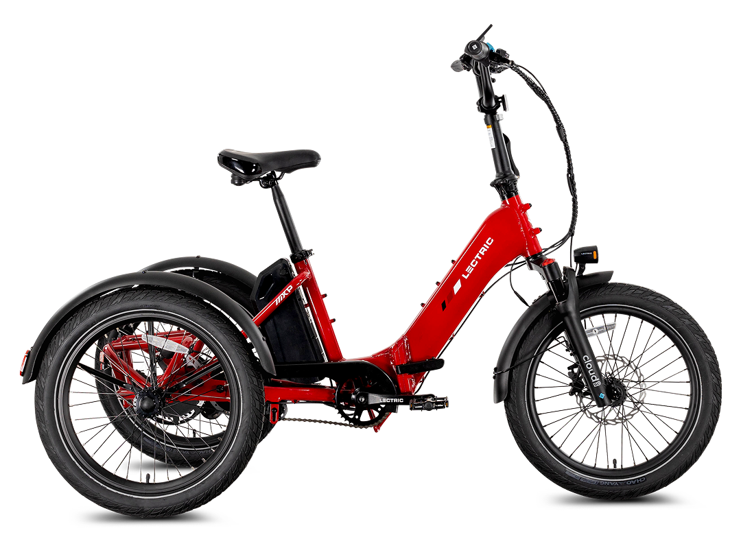 Lectric XP Trike2 electric tricycle in Phoenix Red, right side view