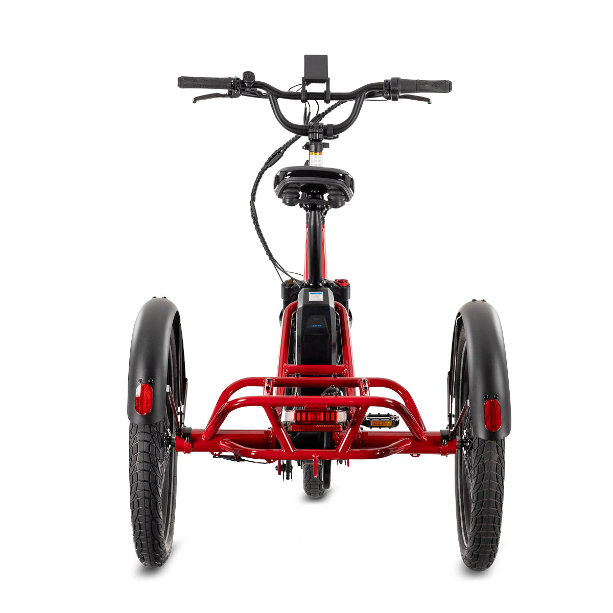 Lectric XP Trike2 electric tricycle in Phoenix Red, rear view