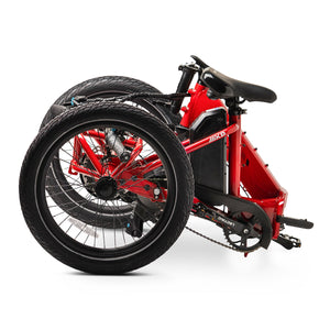 Lectric XP Trike2 electric tricycle in Phoenix Red, folded
