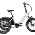 Lectric XP Trike 2 electric tricycle in Stratus White, side view, studio background