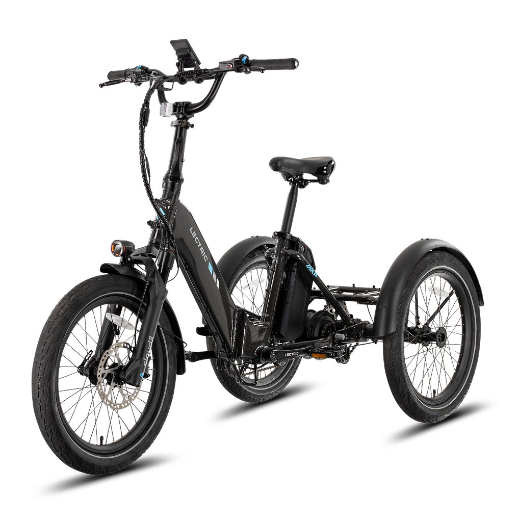 Lectric XP Trike 2 electric tricycle in Tempest Gray, side view, product image