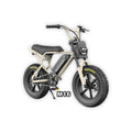 Macfox M16 eBike in desert beige color displayed in its box, product image