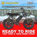 Black Macfox M16 eBike side view, displayed against a white background