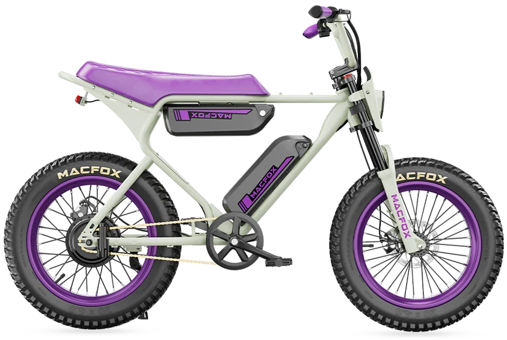 A black Macfox X1S eBike with dual batteries, shown in a side view, featuring Bs.zay branding and rugged tires.