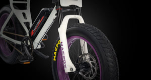 Electric bike Macfox X1S in black, side view, displayed on a plain background