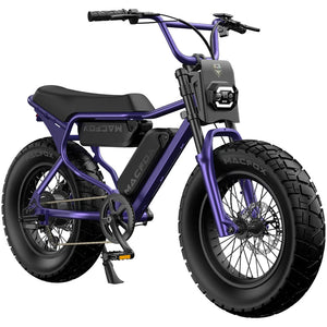 Electric bike Macfox X7 in Dual Nebula Purple color, side view, showcasing sleek frame and large tires