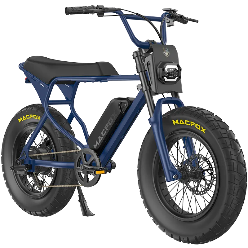 Navy blue Macfox X7/X7L eBike with single battery, side view, product image