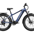 Dark blue Mokwheel Basalt 2.0 Step Over electric bike, side view, on a plain background.