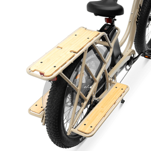 Black eBike MURF Alpha Cargo Fat Tire Beach Cruiser 52v, side view, with large tires and rear cargo rack