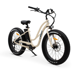 Bone-colored Fat Murf Step-Thru electric urban eBike with 52v 750w motor, beach cruiser style, shown in product image.