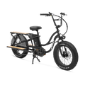 Obsidian Black Murf Higgs Cargo eBike side view with cargo rack, photographed against a plain background
