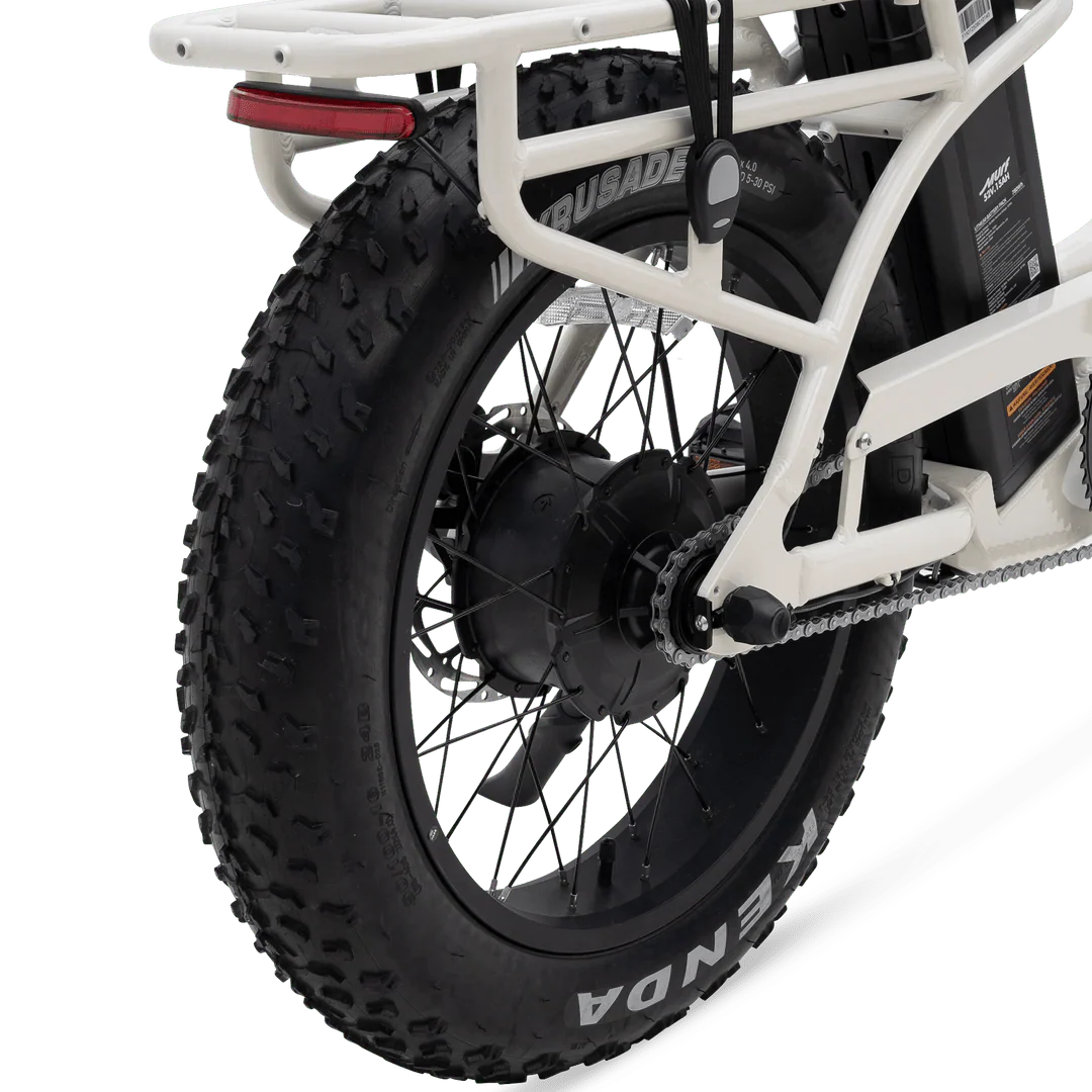 Bone-colored MURF Higgs Step-Thru fat tire eBike, side view, against a plain background