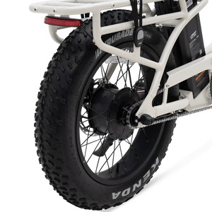 Bone-colored MURF Higgs Step-Thru fat tire eBike, side view, against a plain background