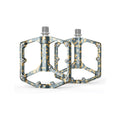 Yellow camouflage alloy eBike pedals, size 10, displayed on a white background.