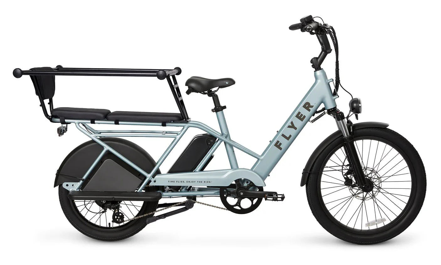 Space grey RADIO FLYER Via Pro 750w Step Thru electric cargo eBike with 24x2.4 street tires, side view, model 2410746