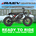 Raev Bullet GT V2 electric bike in metallic black, side view, photographed outdoors in Escondido