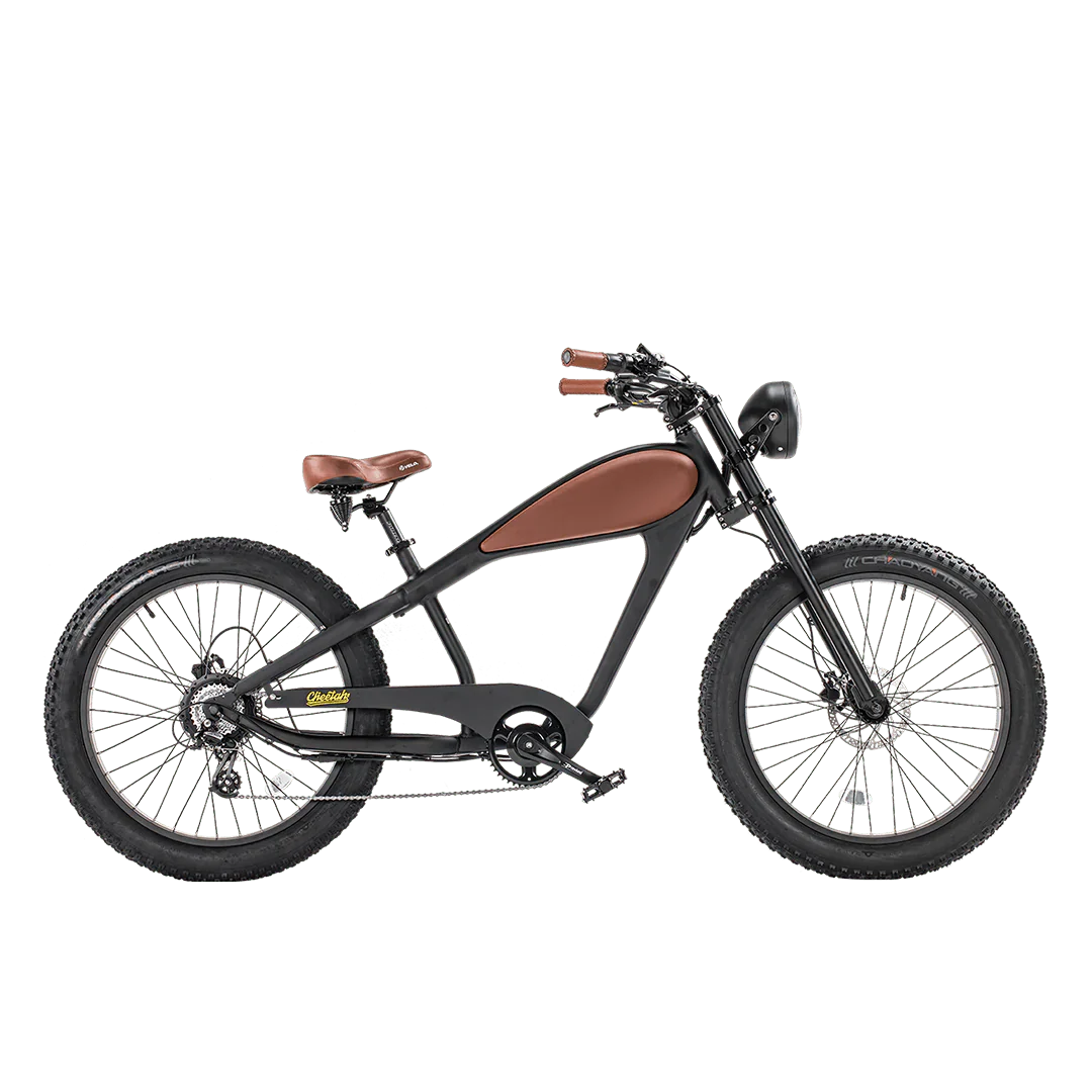Black eBike Revi Cheetah SO electric bicycle side view against a white background