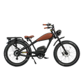 Brown eBike Revi Cougar Pro side view showing frame, wheels, and handlebars against a white background