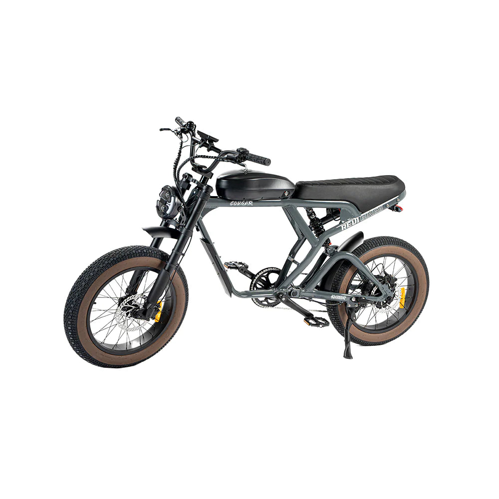 Electric bike Cougar model in anthracite color, side view, displayed on a white background.