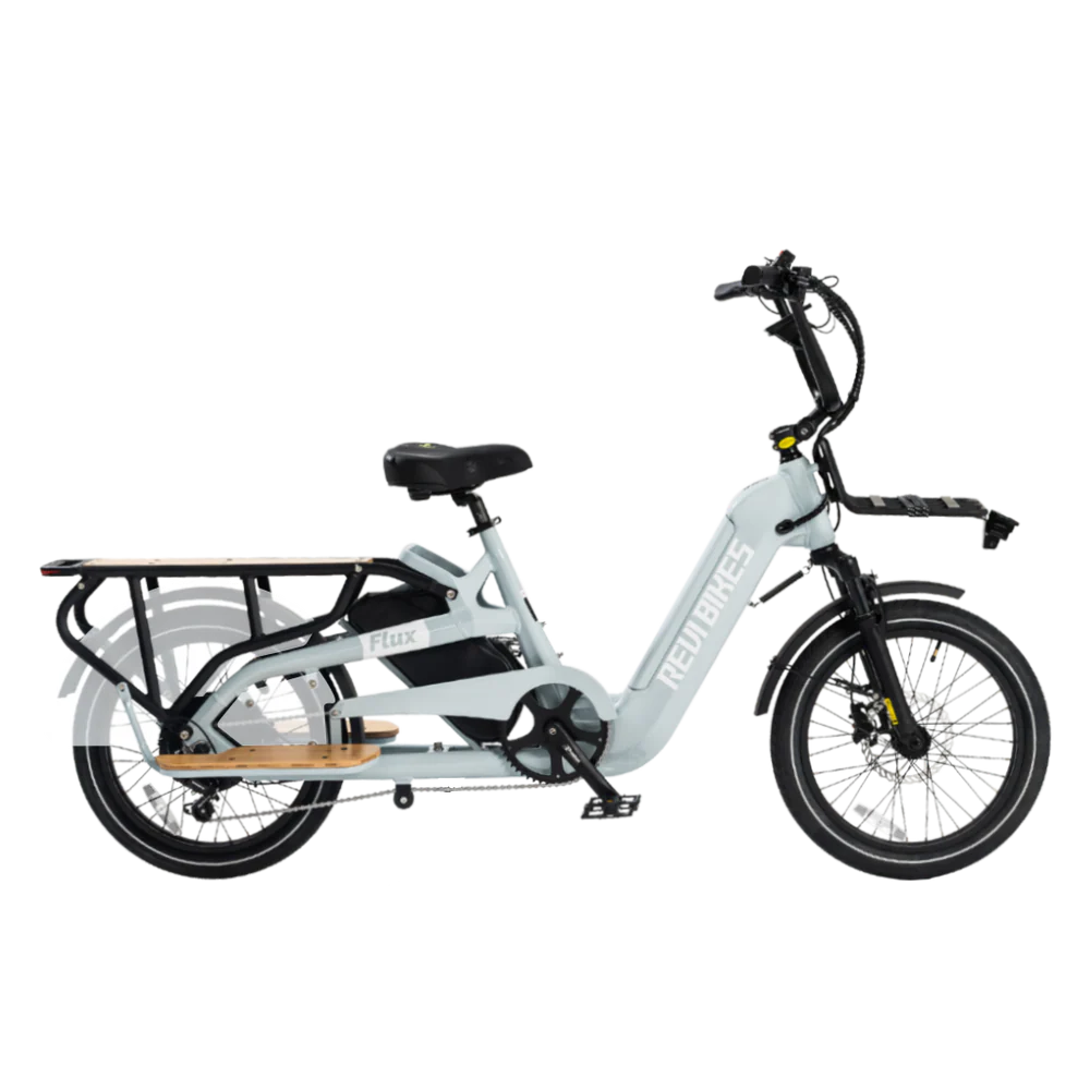Gray eBike Revi Flux electric bicycle side view on white background