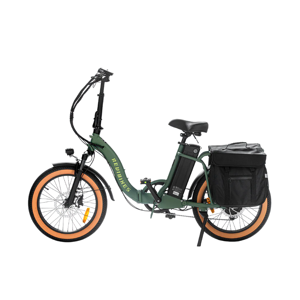 eBike Revi Rebel.2 in Wild Green color, side view, displayed on a white background
