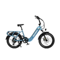 Water blue eBike Revi Runabout.2 electric bicycle side view against a white background