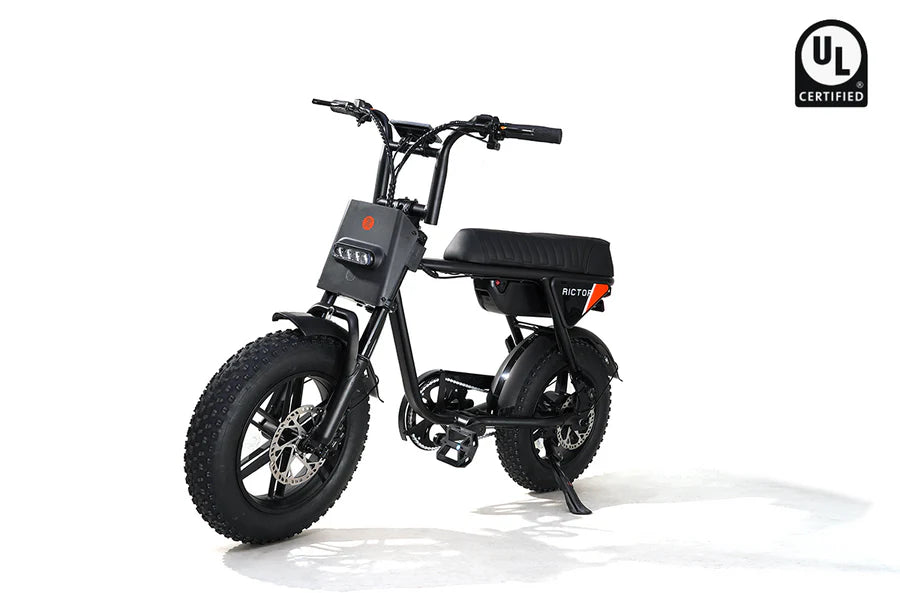 Black Rictor Flexx eBike, side view, showcasing frame design and features