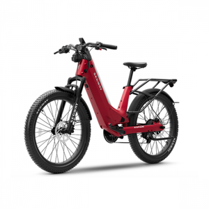 Red Segway Xafari eBike side view, showcasing frame design and tires