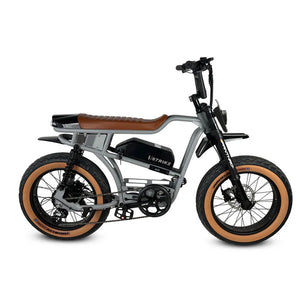 Gray eBike Strike Panthro electric bicycle, side view, on a white background