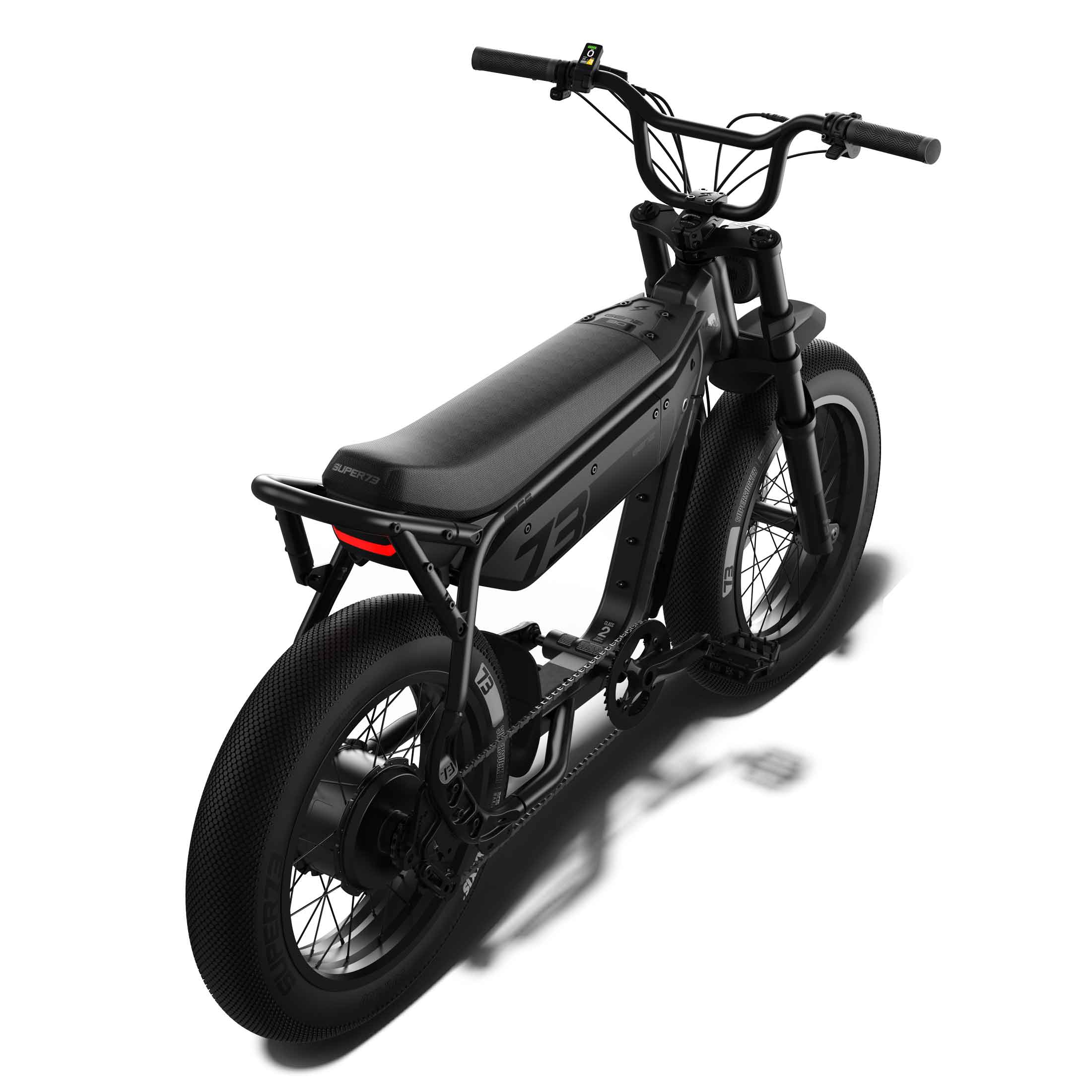 Super73 M1D SE electric bike in Blackout color, side view, displayed on a white background