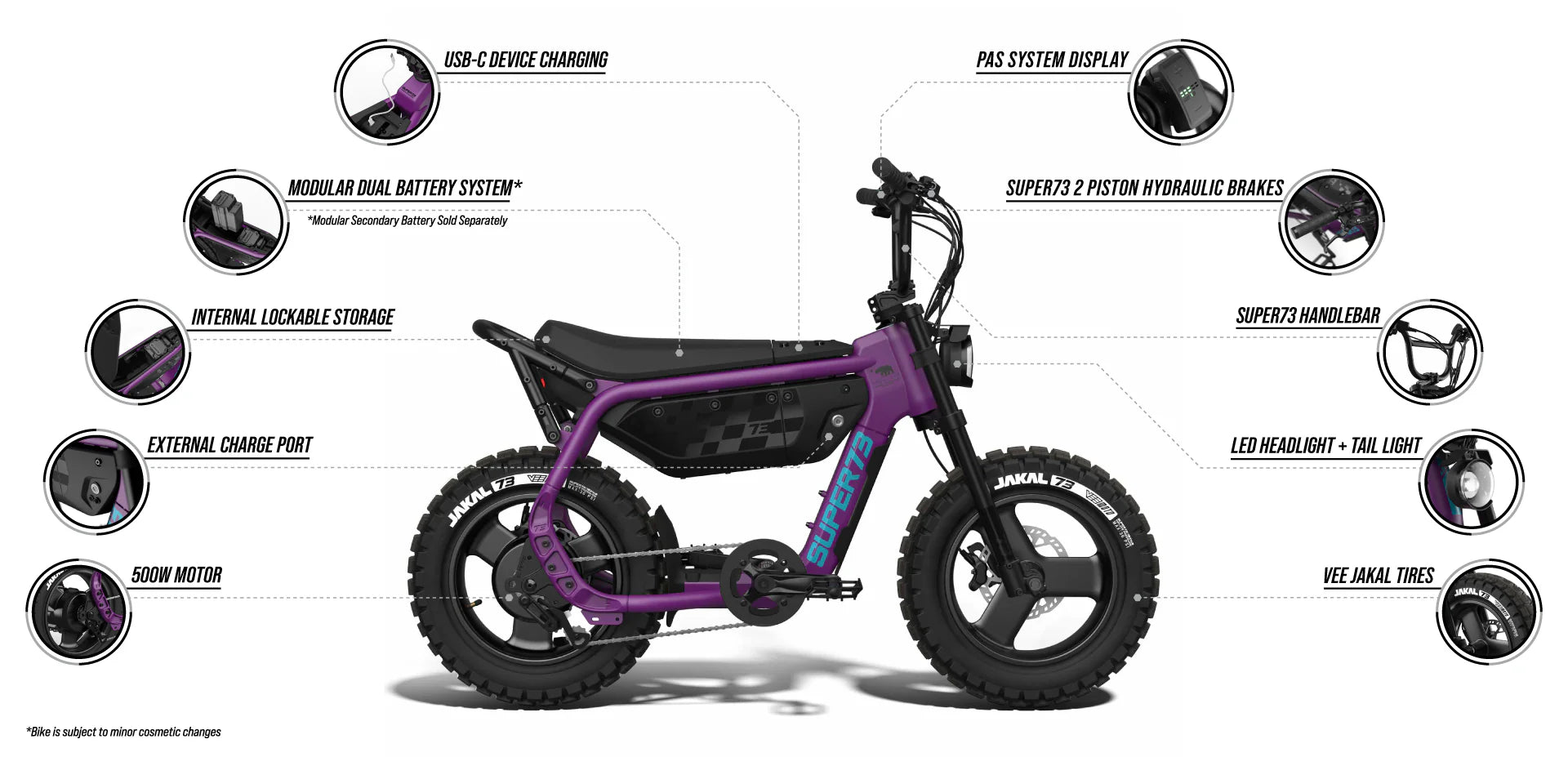 Super73 MZFT eBike in Cullenberry color, side view, against a plain background