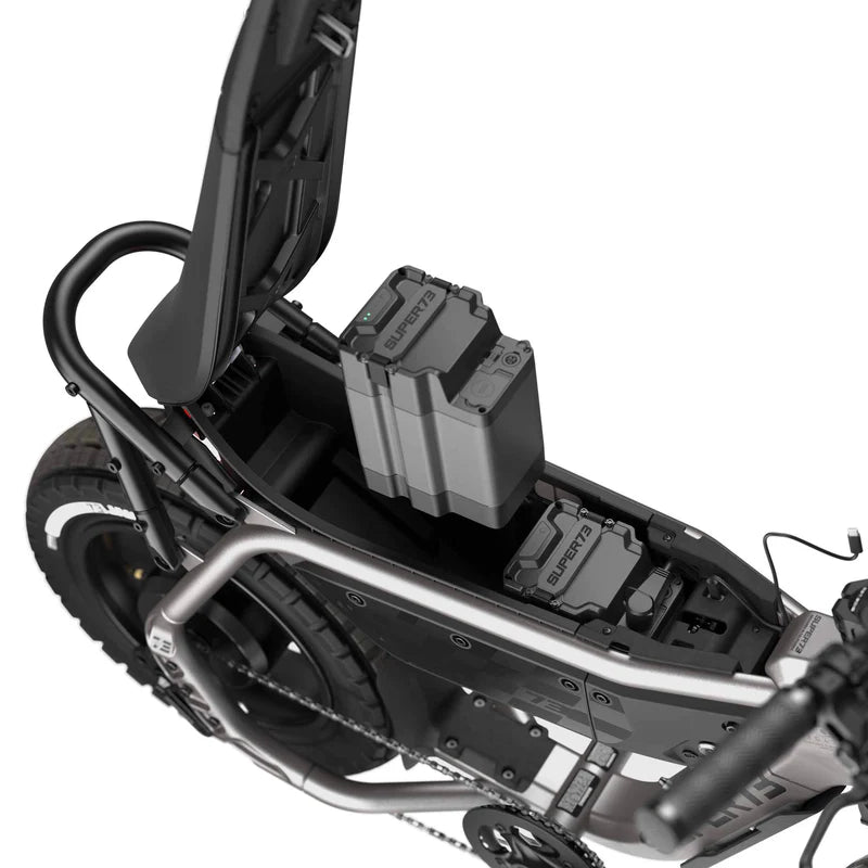 Super73 MZFT eBike in Titanium Ore color, side view, displayed against a plain background