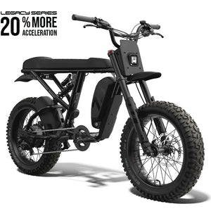 Side view of the Super73 R Adventure Series SE electric bike in a rugged outdoor setting, showcasing its thick tires, sturdy frame, and adventure-ready design.