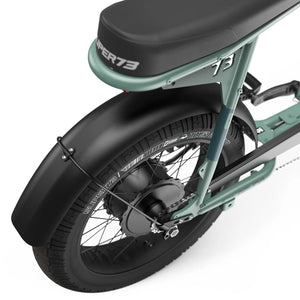 Super73 S2 Laguna electric bike in Agave Green, side view, showcasing frame design and tires