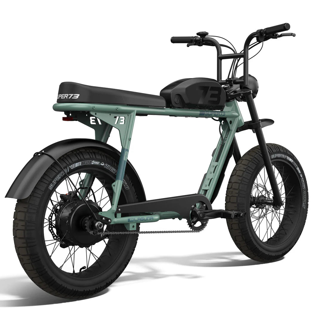 Super73 S2 Laguna eBike in Agave Green, side view, against a plain background