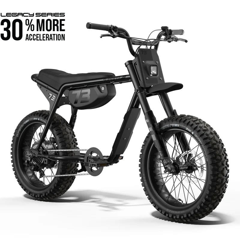 Side view of the Super73 Z Adventure Series SE electric bike in a rugged outdoor setting, showcasing its thick tires, sturdy frame, and adventure-ready design.