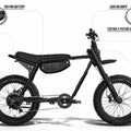Side view of the Super73 Z Adventure Series SE electric bike in a rugged outdoor setting, showcasing its thick tires, sturdy frame, and adventure-ready design.