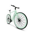 A black eBike SUPERHUMAN Photon with 18-inch wheels, featuring a sleek frame, front suspension, and integrated battery, displayed on a white background.