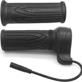 Black full twist throttle for eBike, product image showing handlebar-mounted throttle with wiring attached.